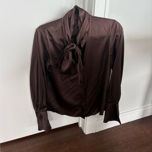 Alice and Olivia Brown Silk Top